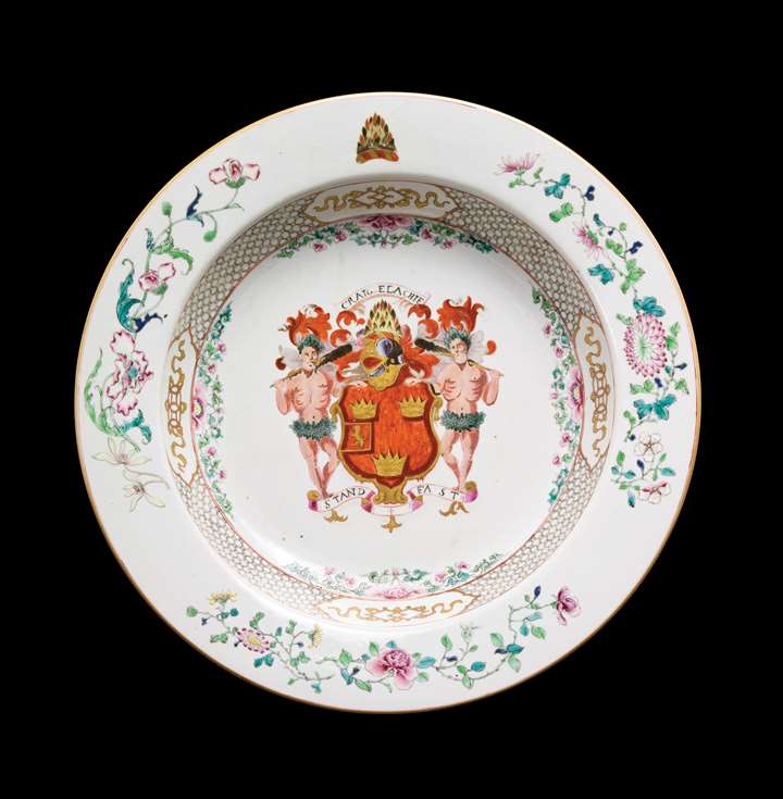 Chinese export porcelain armial basin, arms of grant